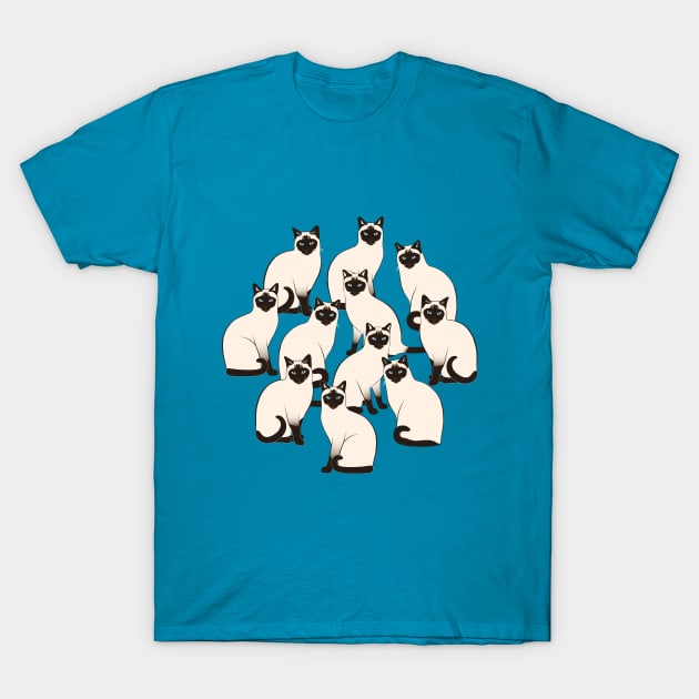 Siamese Cats Circle T-Shirt by nadyabasos